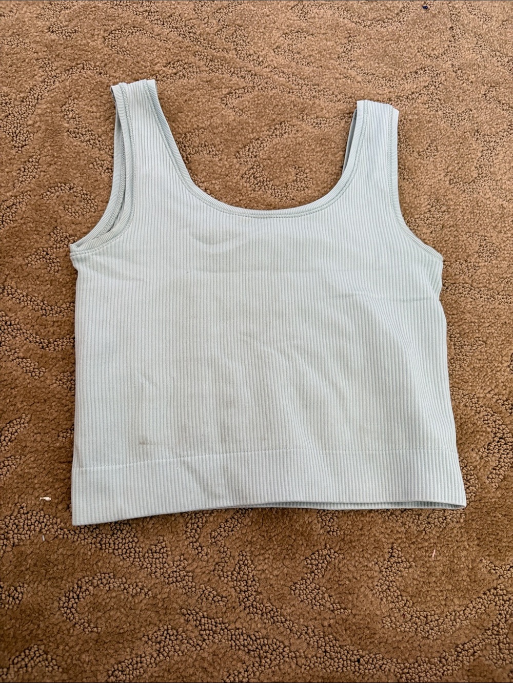 Ribbed Scoop Neck Tank Top - Light Sage